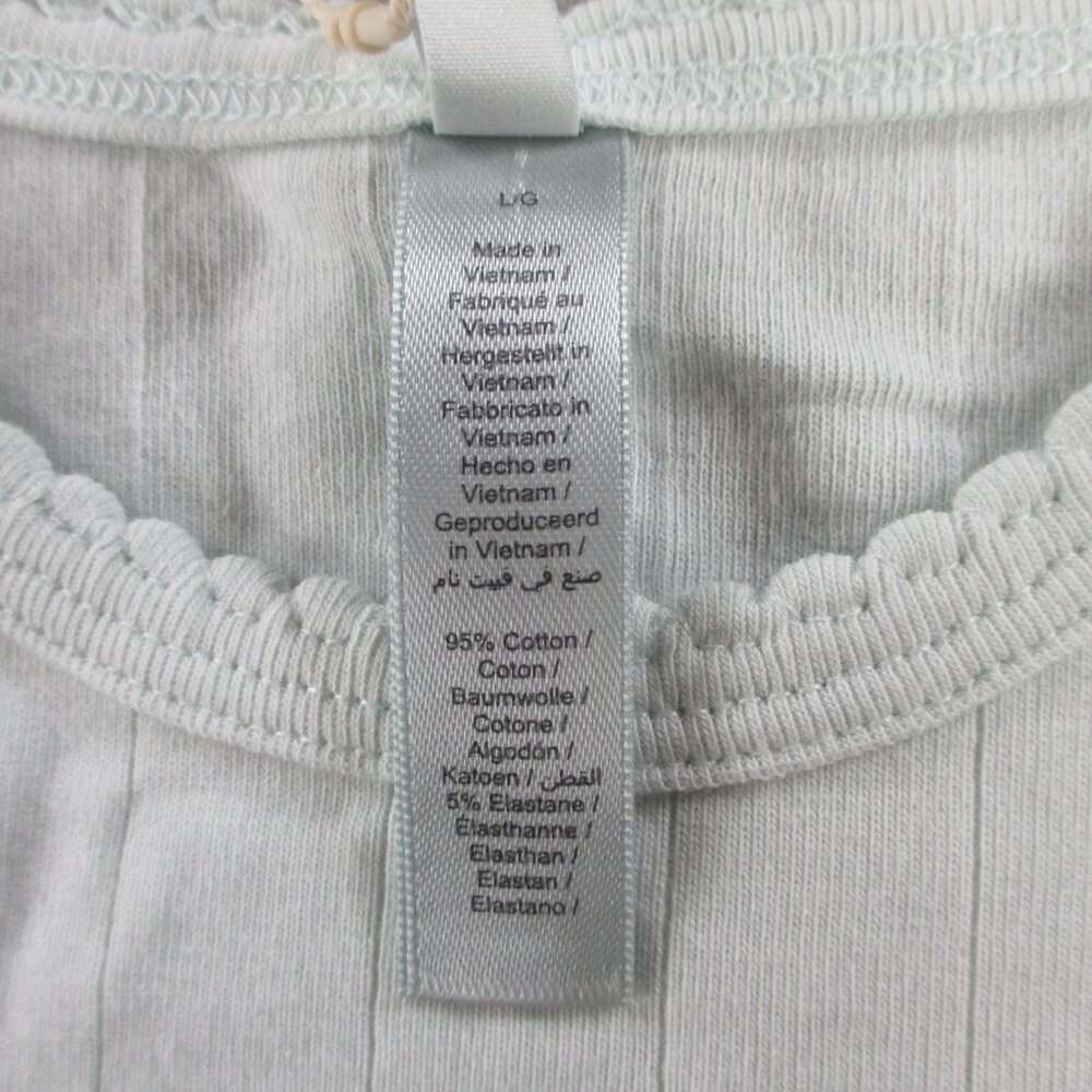 SKIMS Drop Needle Cropped Tank Top Womens Large Frost Blue Pointelle Crewneck - Picture 5 of 10